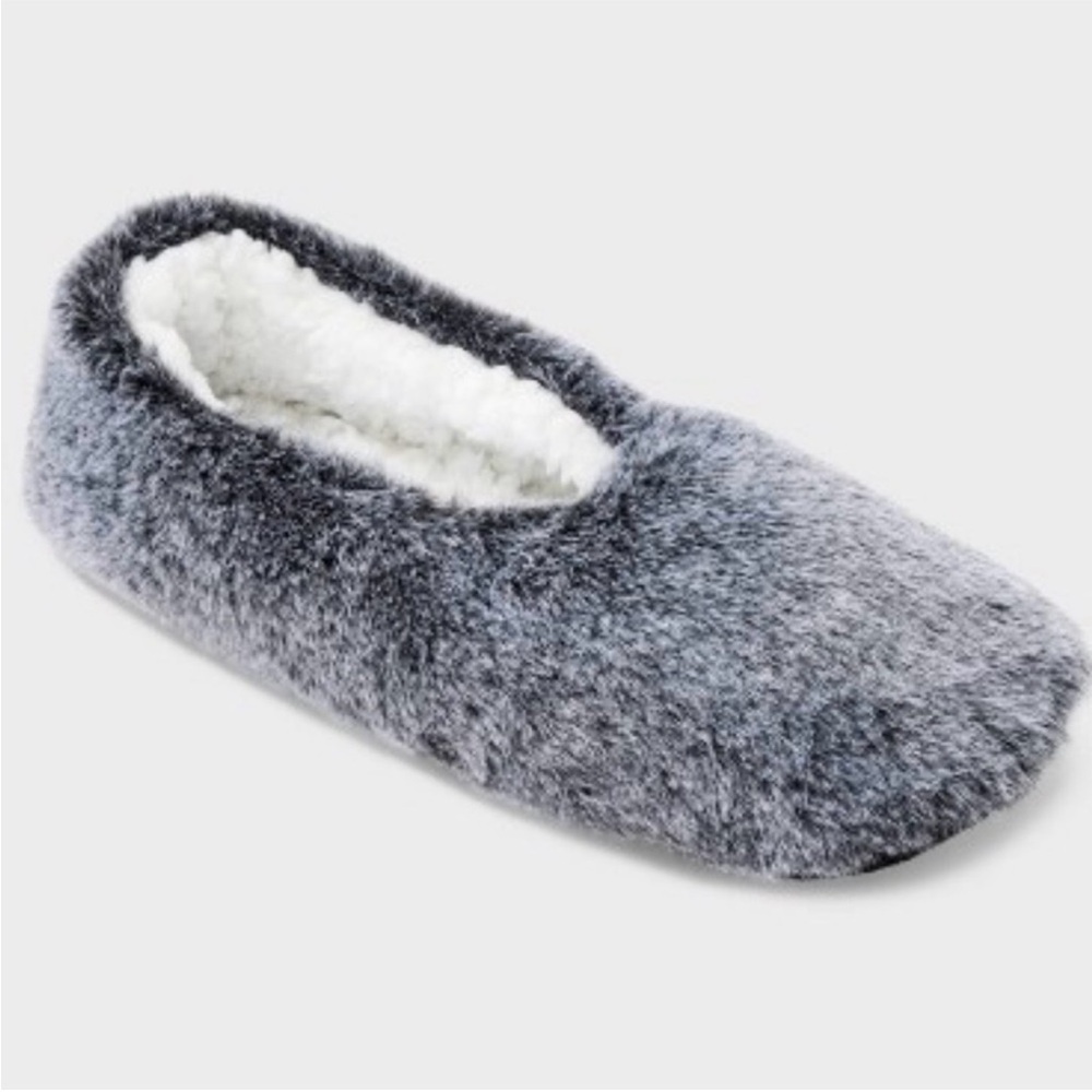 Auden Women's Faux Fur Gray Cozy Slipper Socks Size 8-10